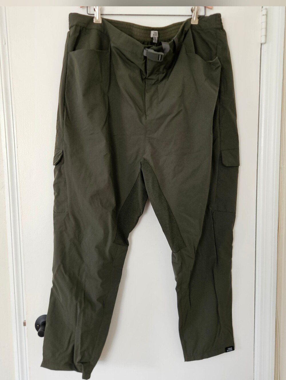 One Bone Men E 45-49 Cargo Pants Green Belt Stretch OB193 Performance Nylon Gorp